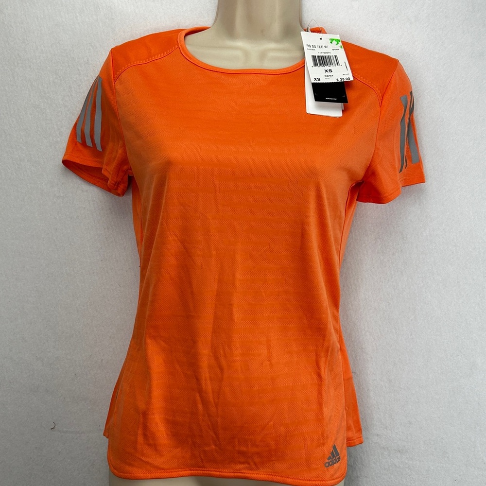 Adidas Climacool Orange Short Sleeve Women’s Top Size XS New With Tags (645)
